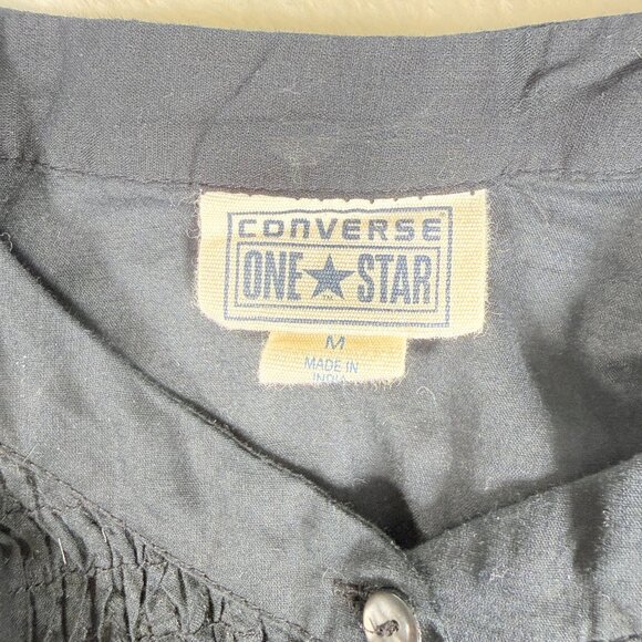 CONVERSE ONE‎ STAR Blouse Womens Medium Top Long Sleeve Black Tie Back - Picture 2 of 6